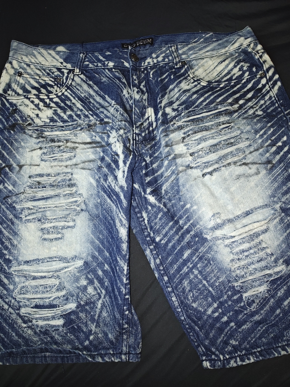 Men's Distressed Blue Wash Jeans Shorts - Unbranded